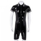Men Faux Patent Leather Jumpsuit Catsuit Bodysuit Zip PVC Clubwear Crotchless