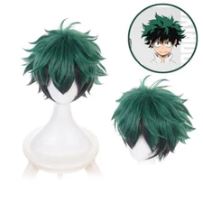 Cosplay Wig Anime My Hero Academia Deku Izuku Midoriya Green Short Wig + Hairnet