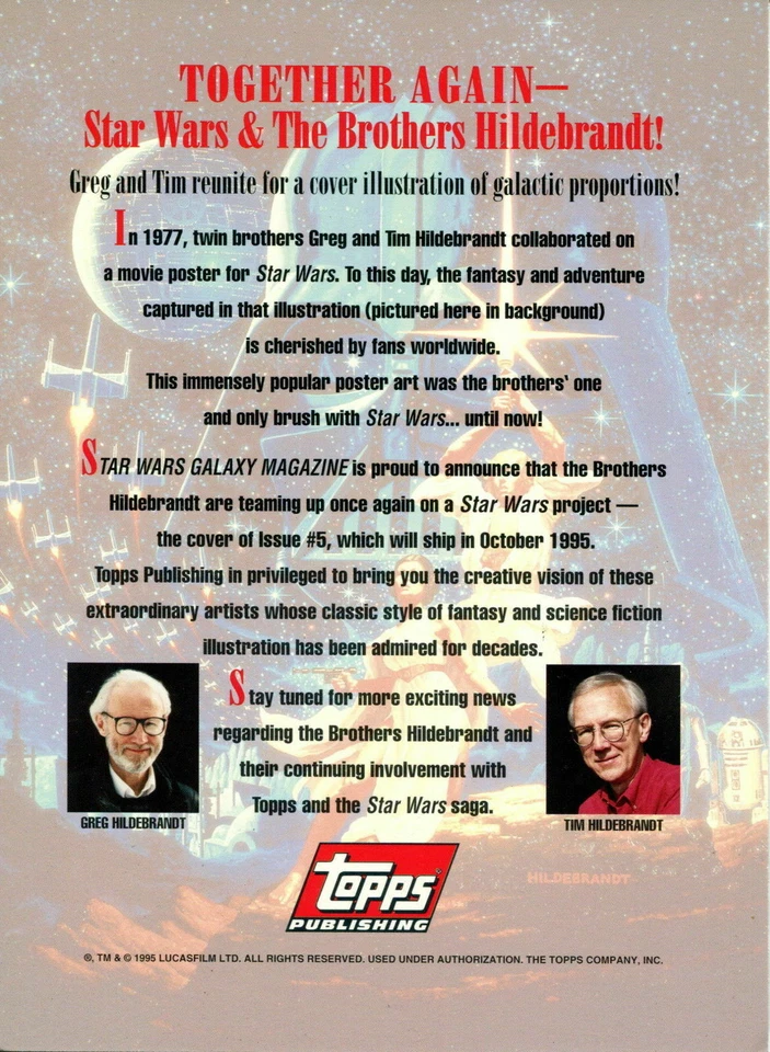 STAR WARS GALAXY UNCUT 4 CARD PROMO SHEET   5" x 7 TOPPS 1995 HILDEBRANDTS  MINT - Image 2 of 2