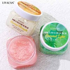 Shea Sugar Body Scrub Exfoliating Polish Soften Smooth Skin Rose Coconut Clean