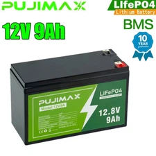 12V 9Ah LiFePO4 Deep Cycle Rechargeable Lithium Battery Built-in BMS 5000+ Cycle