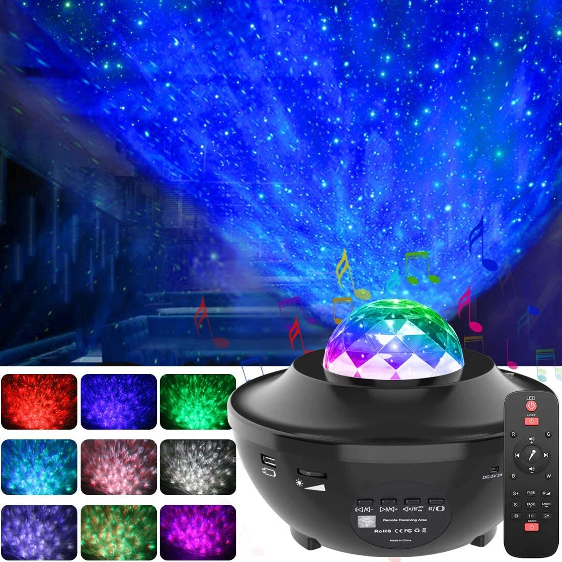 USB LED Galaxy Projector Night Light Cloud Ocean Wave Lamp