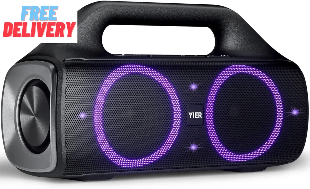 Bluetooth Speakers 80W Peak Portable Wireless Speaker with Lights Stereo Lo
