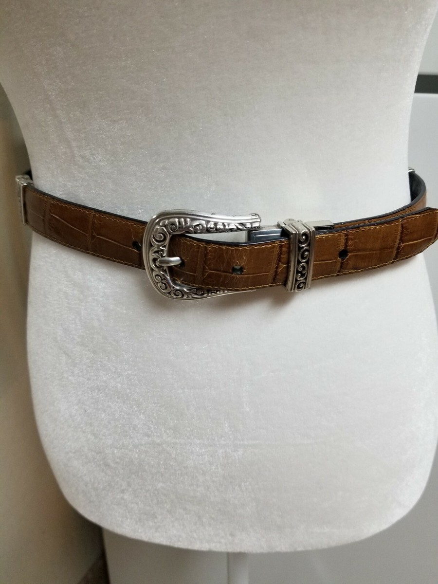Brighton C6600 Reversible Brown Black Thin Leather‎ Belt Croc Embossed Brighton C6600 Reversible Brown Black Thin Leather Belt Croc  main image 2