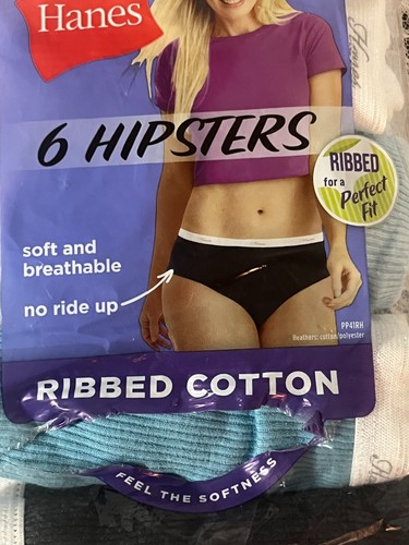 Hanes Women's Hipsters Ribbed Cotton Panties Size 6 - Picture 4 of 8