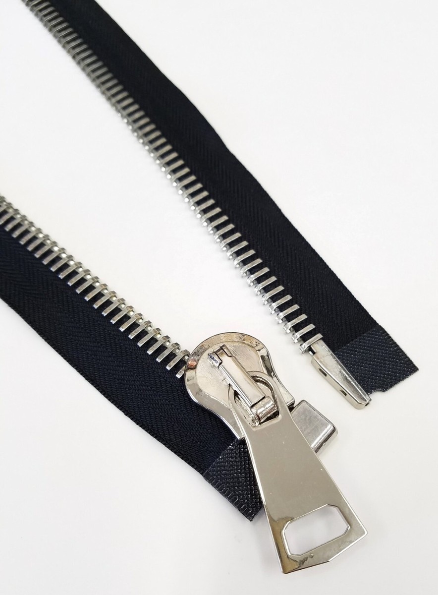 15 High Polish Large Heavy Shiny Metal Zipper Black/White 15 High Polish Large Heavy Shiny Metal Zipper Black/White