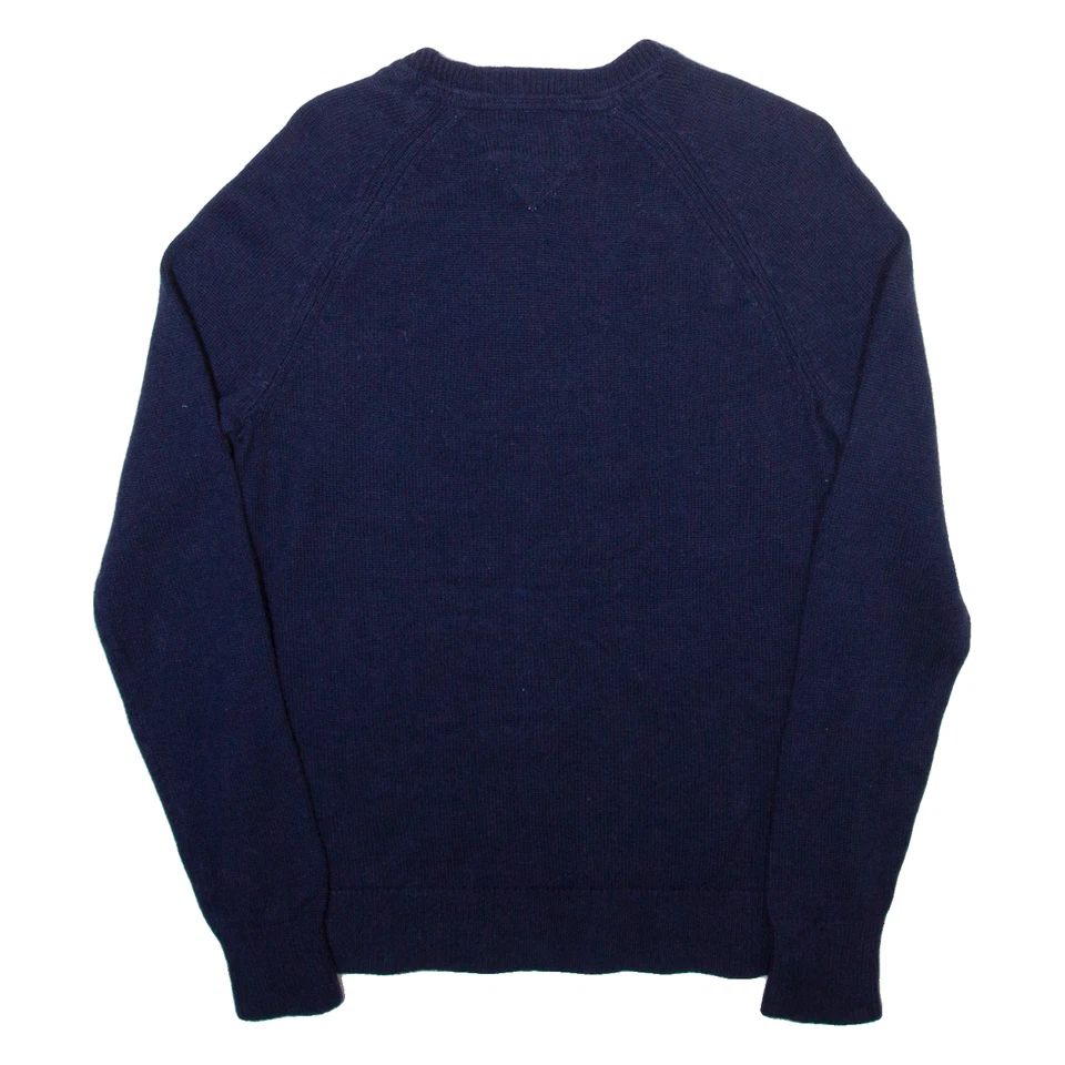 TOMMY HILFIGER Girls Jumper Blue Tight Knit Wool M - Image 3 of 4