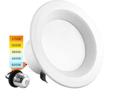 Luxrite 4 Inch LED Recessed Light 14W 950 Lumens 5 Colors 2700K-5000K Dimmable