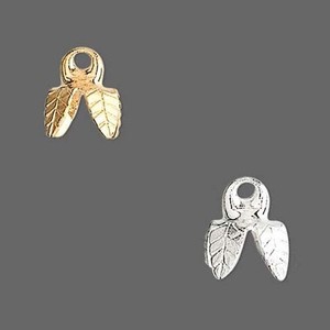 Authentic 8 Small Plated Bell Bead End Cap Charms with Loop & 4 Leaf Leg Settings