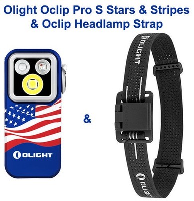 Olight Oclip Pro S Stars & Stripes Edition Flashlight & Oclip Headlamp Strap
