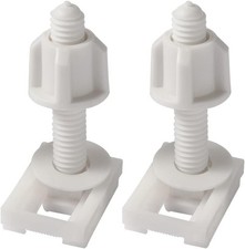 2 Pcs White Universal Plastic Toilet Seat Hinge Bolts, Screws and Nuts