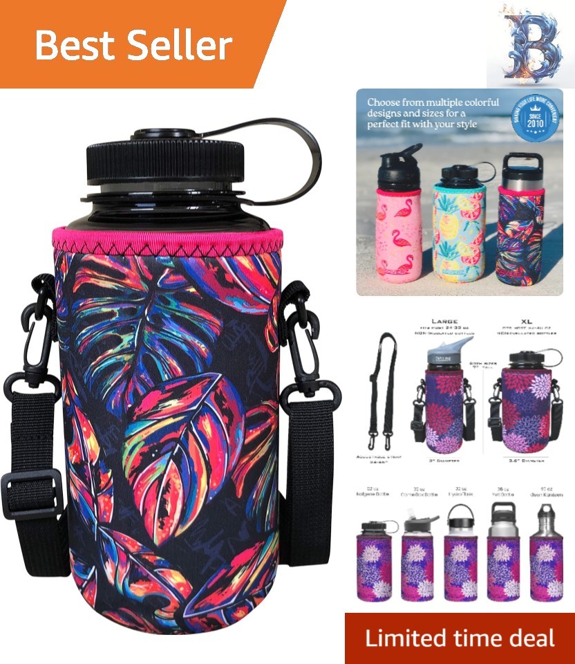 Insulator With Shoulder Strap - Xl 32-40oz Tropical Style