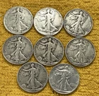 90% Silver Walking Liberty Half Dollars Lot Of (8). FREE SHIPPING.