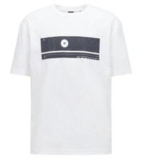 NWT HUGO BOSS Relaxed Fit T-Shirt in Organic Cotton with Logo Artwork White S/XL