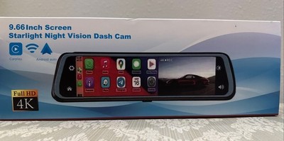 Rear View Mirror Camera with Carplay&Android Auto,9.66'' HD 4K Mirror Dash Cam...