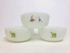 Vintage B.C. Comics Three Milk Glass Bowls Johnny Hart Anchor Hocking Fire-King