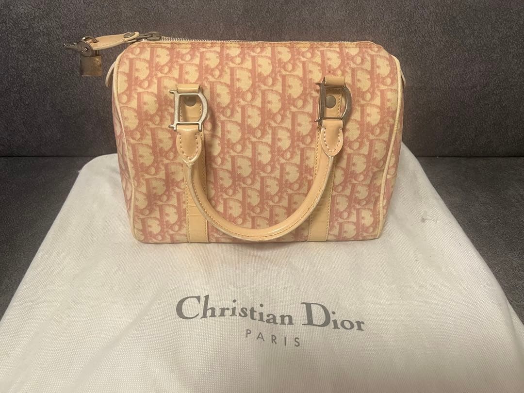 Christian Dior Mini Boston Bag Canvas Leather Pink Trotter Women's Authentic thumbnail 23