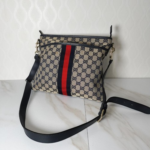 Gucci GG Supreme Web Stripe Crossbody Bag Brown Canvas Leather Tom Ford Era JP