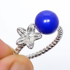 Lapis Lazuli Gemstone 925 Silver Plated Ring Adjustable 00