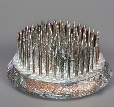 VTG Flower Frog Kenzan Enameled Brass Metal 2.5  Japanese Arrangement Box