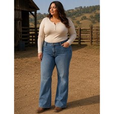 Vintage Y2K Eddie Bauer Womens Blue Bootcut Jeans 18 Stretch Denim Medium Wash