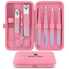 Tweezers Set for Facial Hair Removal Women, 8Pcs Precision Eyebrow Pink