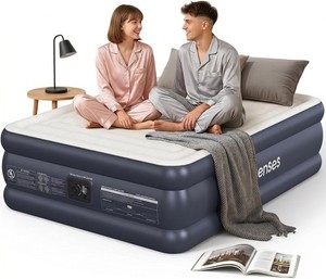 Prosenses Queen Air Bed Built-in Pump Raised Inflatable Mattress Gray/White