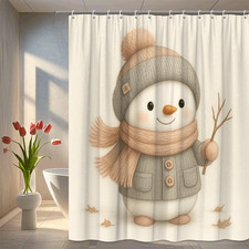 Cute Winter Snowman Shower Curtain for Holiday Decor