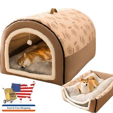 Pet Dog House Kennel Soft Igloo Beds Cave Cat Puppy Bed Doggy Warm Cushion Fold