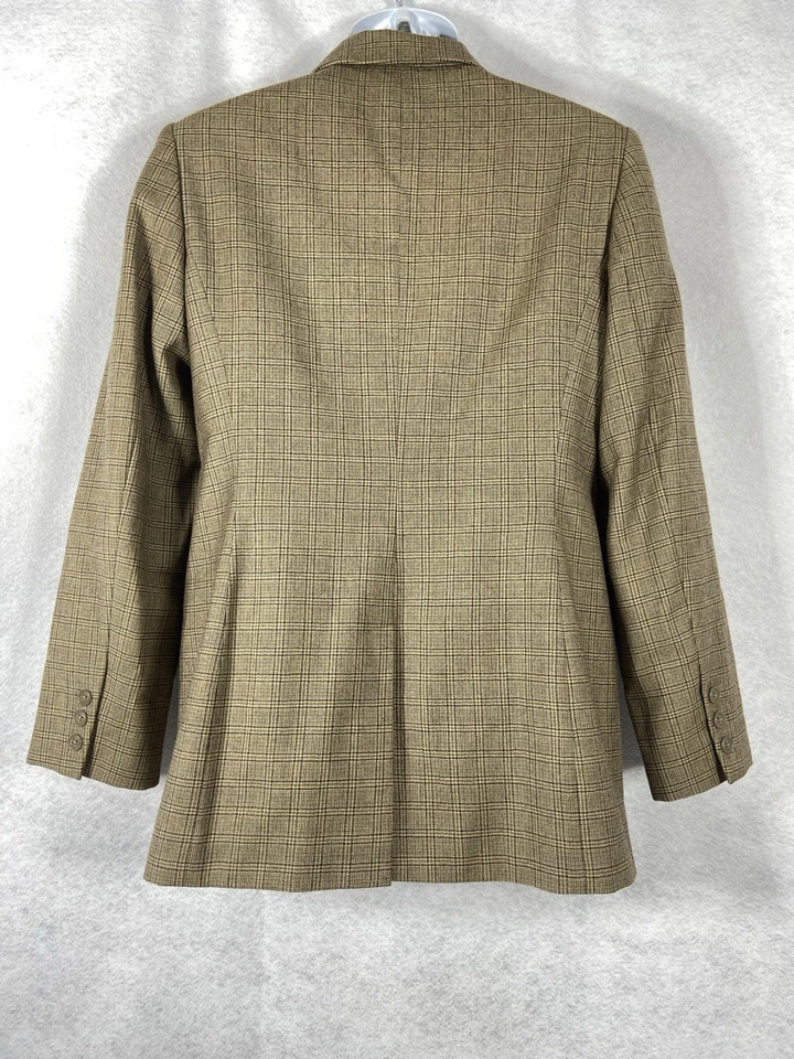 Chaqueta de Colección Brooks Brothers Mujer 8 Marrón Blazer A Cuadros 100% Lana Hecha en Italia Foto 4 de 4