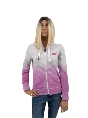Superdry kapuzenjacke zipper hoodie grau pink Größe s