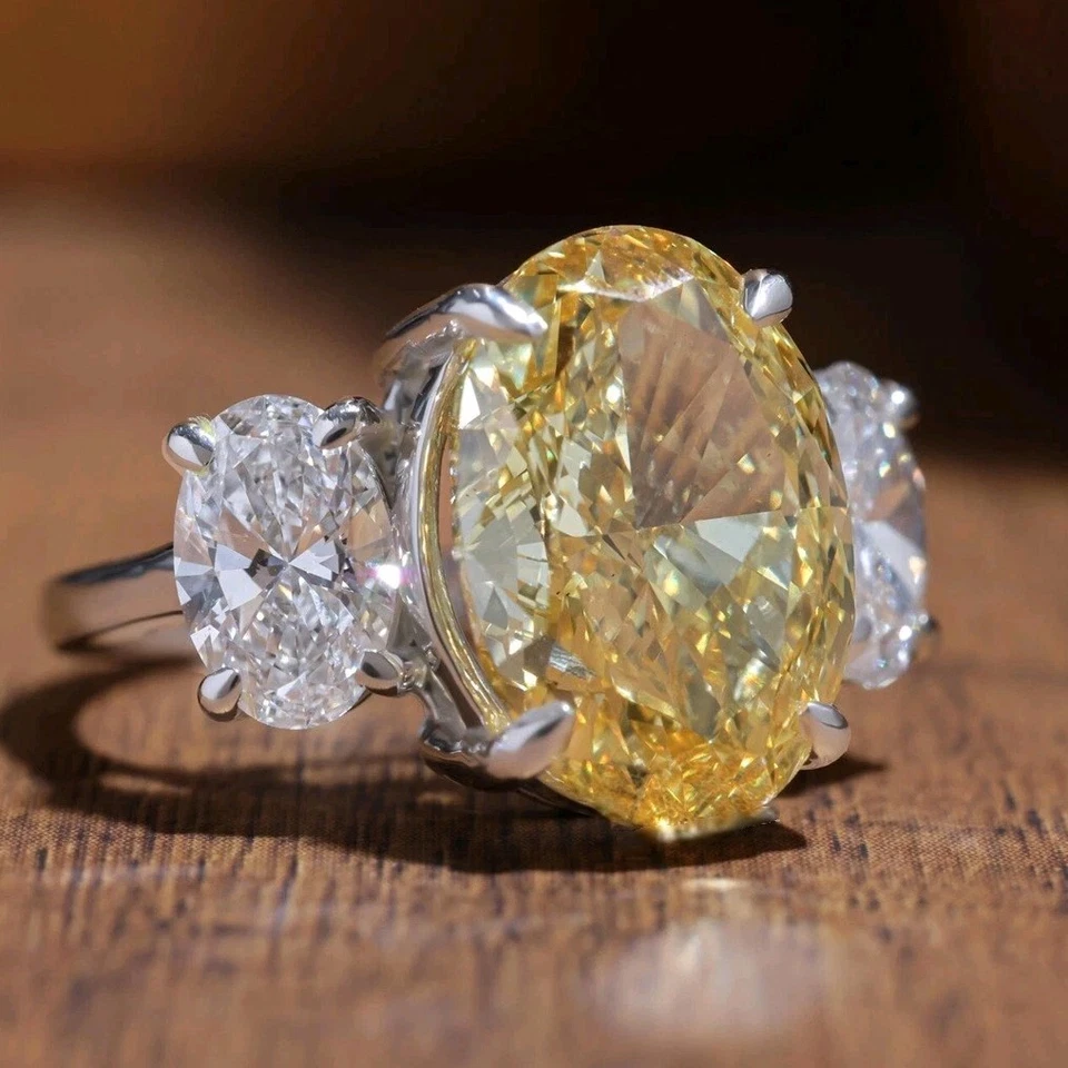 Anillo de diamantes champán tratados con certificación de 10 quilates con detalles de diamantes. Plata 925 Foto 2 de 4