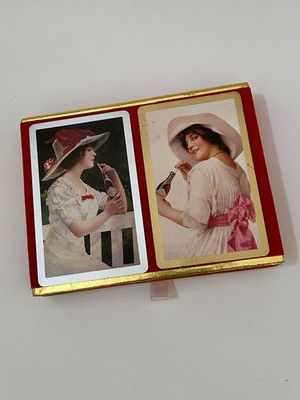 Vintage 1985 Coca-Cola Congress Playing Cards Double Deck Calendar Girls USPCC