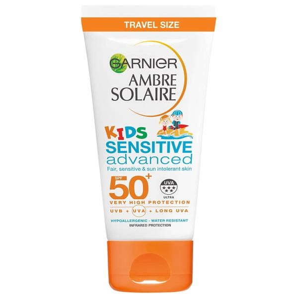 3 x Garnier Ambre Solaire Kids Sensitive Advanced SPF50+ Sun Prot Lotion 50ml