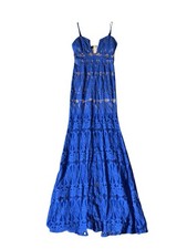 L'ATISTE By Amy Blue Lace Low Plunge V-Neck Party Cocktail Prom Dress Women's Sm