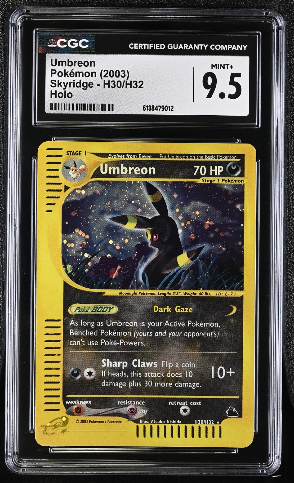 CGC 9.5 Umbreon Holo H30/H32 Skyridge Pokemon 2003