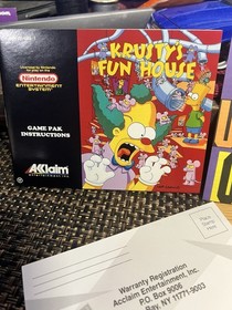 Krusty's Fun House Nintendo NES Complete In Box CIB Game Box Manual Simpsons