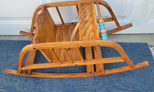DELPHOS ANTIQUE BENTWOOD OAK WOOD BABY ROCKER SEAT WOODEN ROCKING CHAIR CHILD