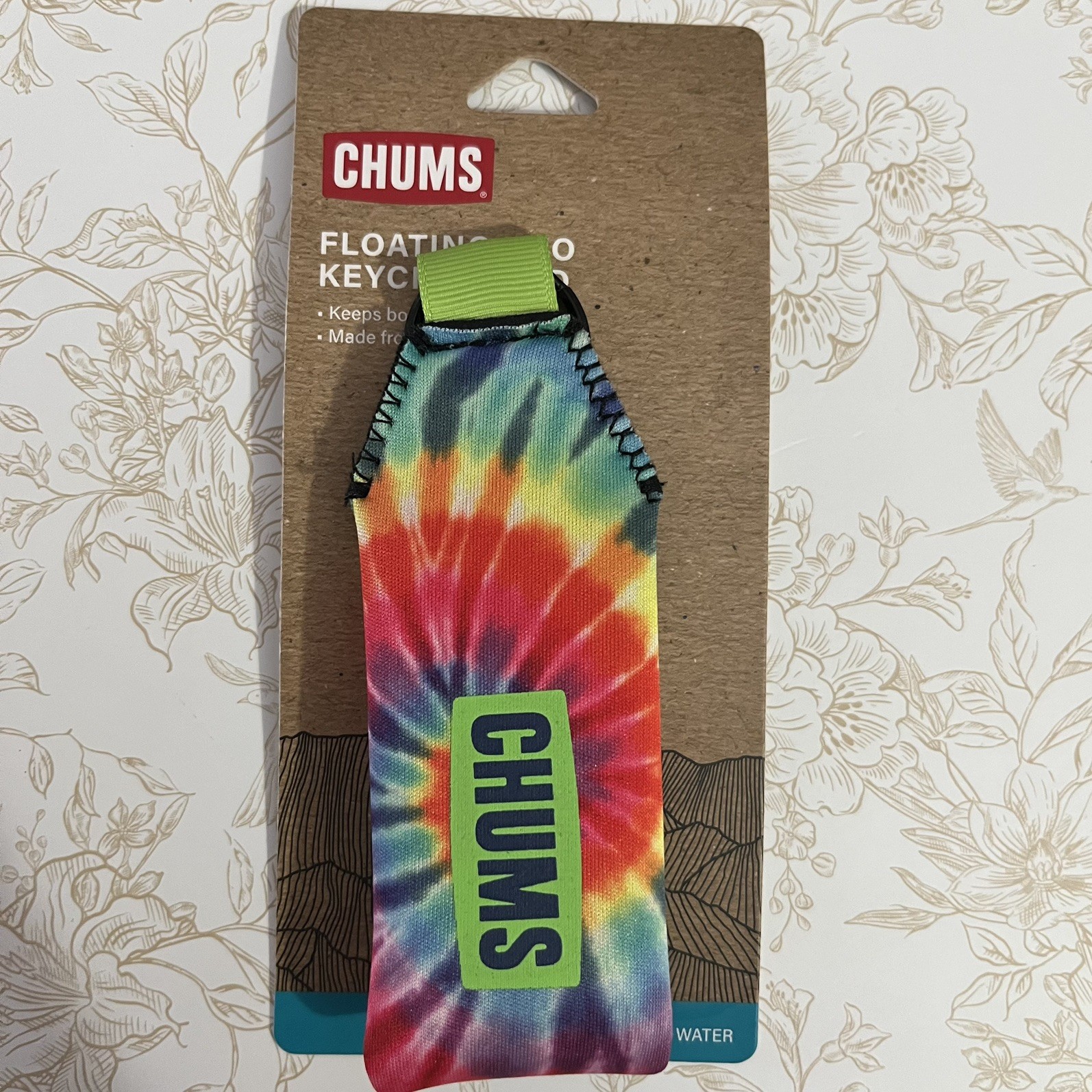 Chums Floating Neo Keychain LTD Boat Keys, Water Sports Boating NEW Tie Dye