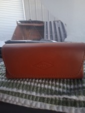 Fossil Brown Faux Leather Semi Soft Sunglasses Or Eyeglasses Case