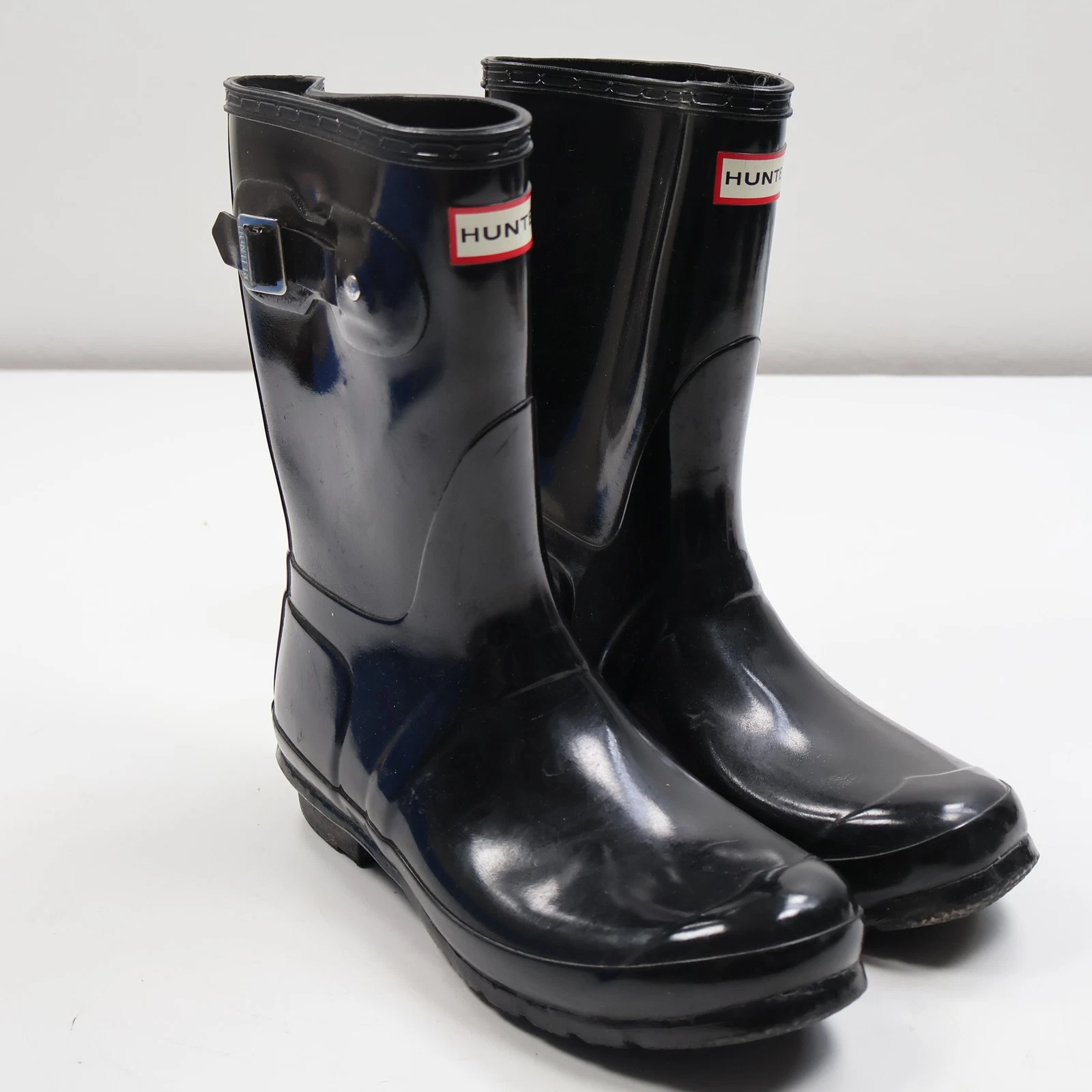 Hunter Women's Original Short Gloss Rain Boots Black US 10 UK 8 EU 42