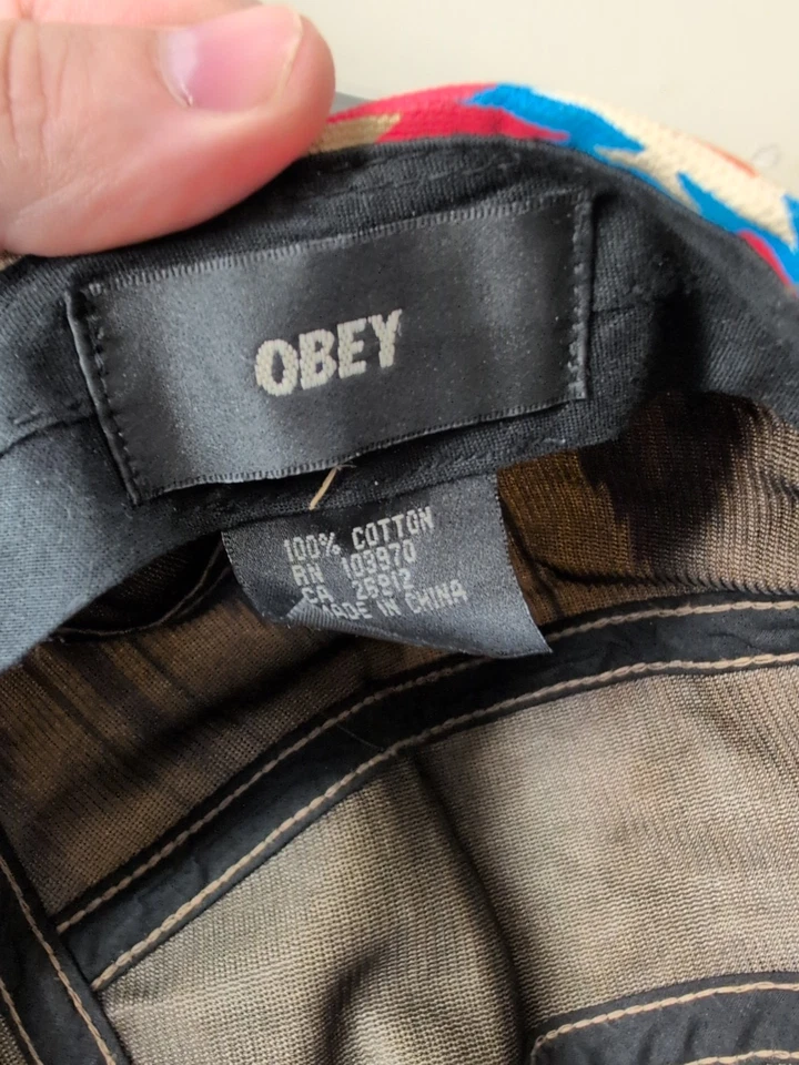 Шляпа мужская Obey Propaganda 5 панелей бежевая ацтекская племенная кепка с ремешком сзади - Изображение 4 из 4