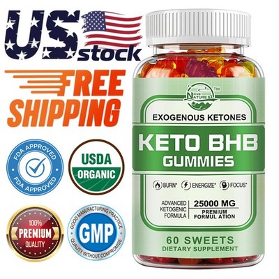 Keto 25000mg Gummies Nature's Live Weight Loss Fat Burner Dietary Supplement