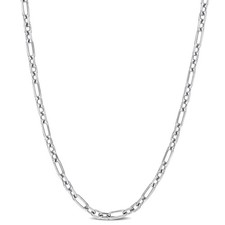 AMOUR 3mm Diamond Cut Figaro Chain Necklace In Sterling Silver, 18 In