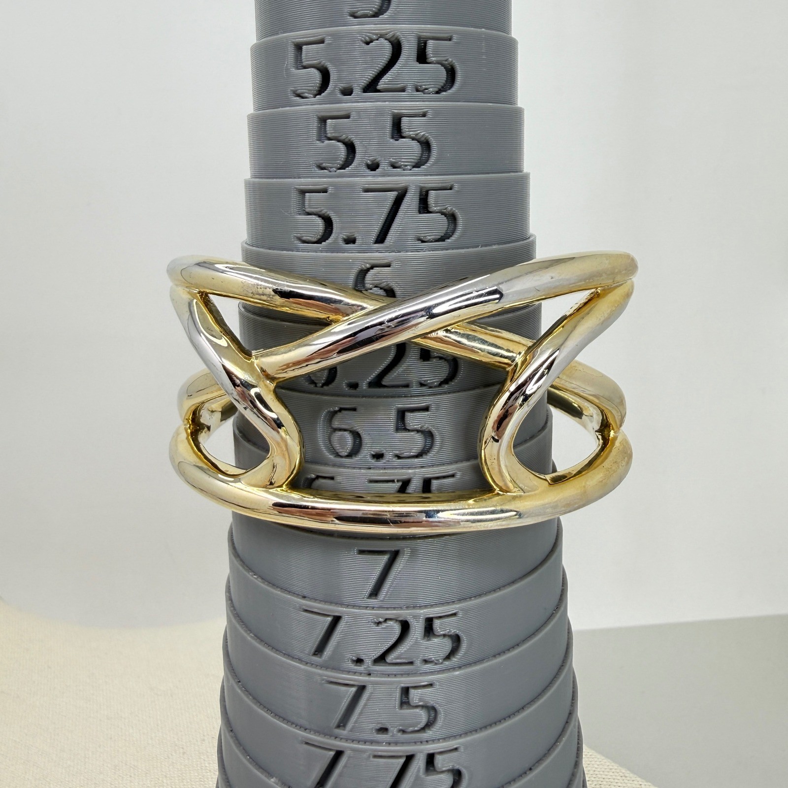 Sculptural Cuff Bracelet Openwork Statement Two T… - image 8