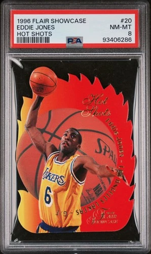 1996-97 Flair Showcase Hot Shots Eddie Jones #20 Die-Cut Insert PSA 8 Lakers