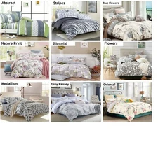 duvet cover set: 100% cotton: queen or king, 16 designs
