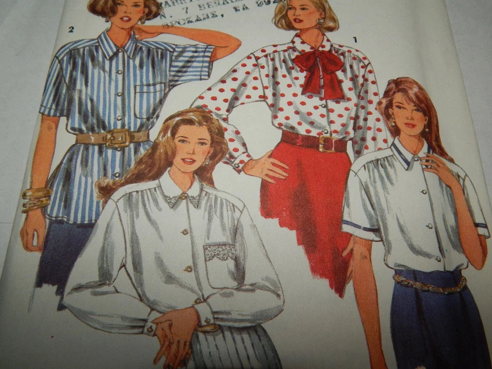 Simplicity 8558 Shirt Bow Tie Button Up Sewing Pattern Ladies 18 20 22 UC Loose - Image 2 of 4