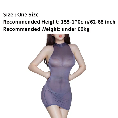 Women's Sexy See Through Bodycon Dress Open Bra Sleeveless Transparent Lingerie - Picture 49 of 94