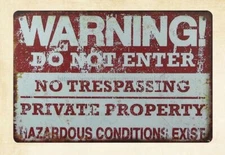 Warning! Do Not Enter metal tin sign garden metal business signs
